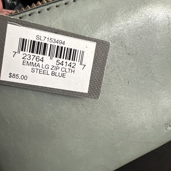 Fossil Emma Large Zip Clutch Steel Blue Wristlet Leather Wallet RFID New READ - Picture 14 of 14